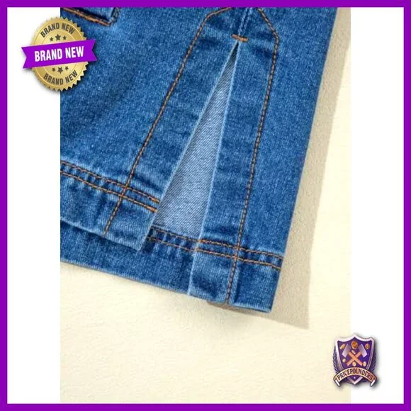 Oversized Boyfriend Denim Jacket Split Detail Long Sleeve Chic Classic Y2K